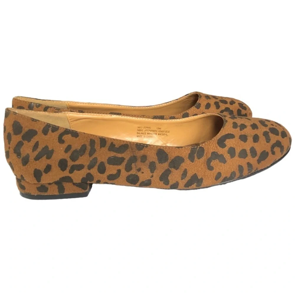 Ulla Popken leopard round toe flats 10 WIDE​